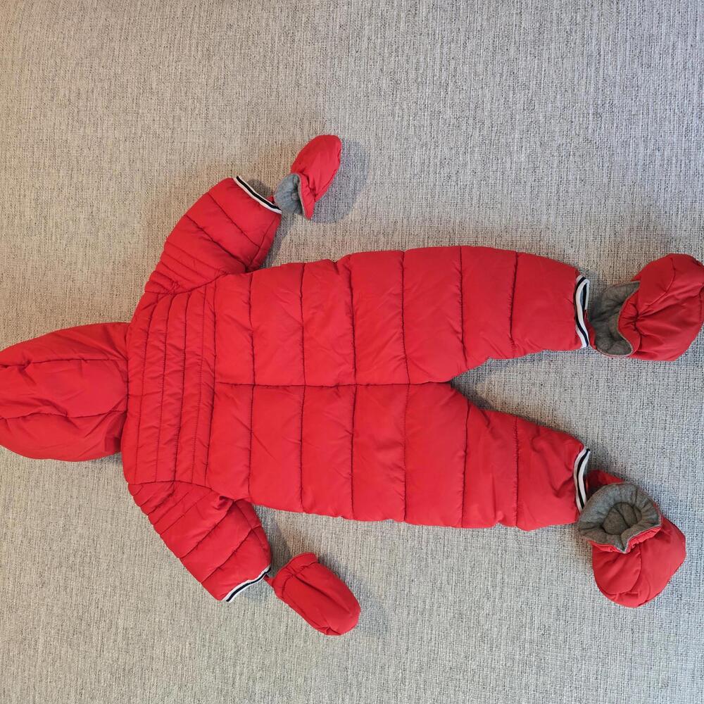 Timberland Baby Red Puffer Snowsuit with Mittens and Booties - Picture 3 of 7